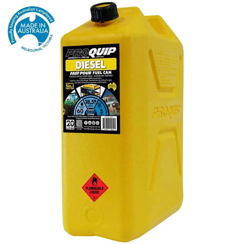 20L Plastic Fast Pour Fuel Can – Diesel Yellow Jerry Can 1