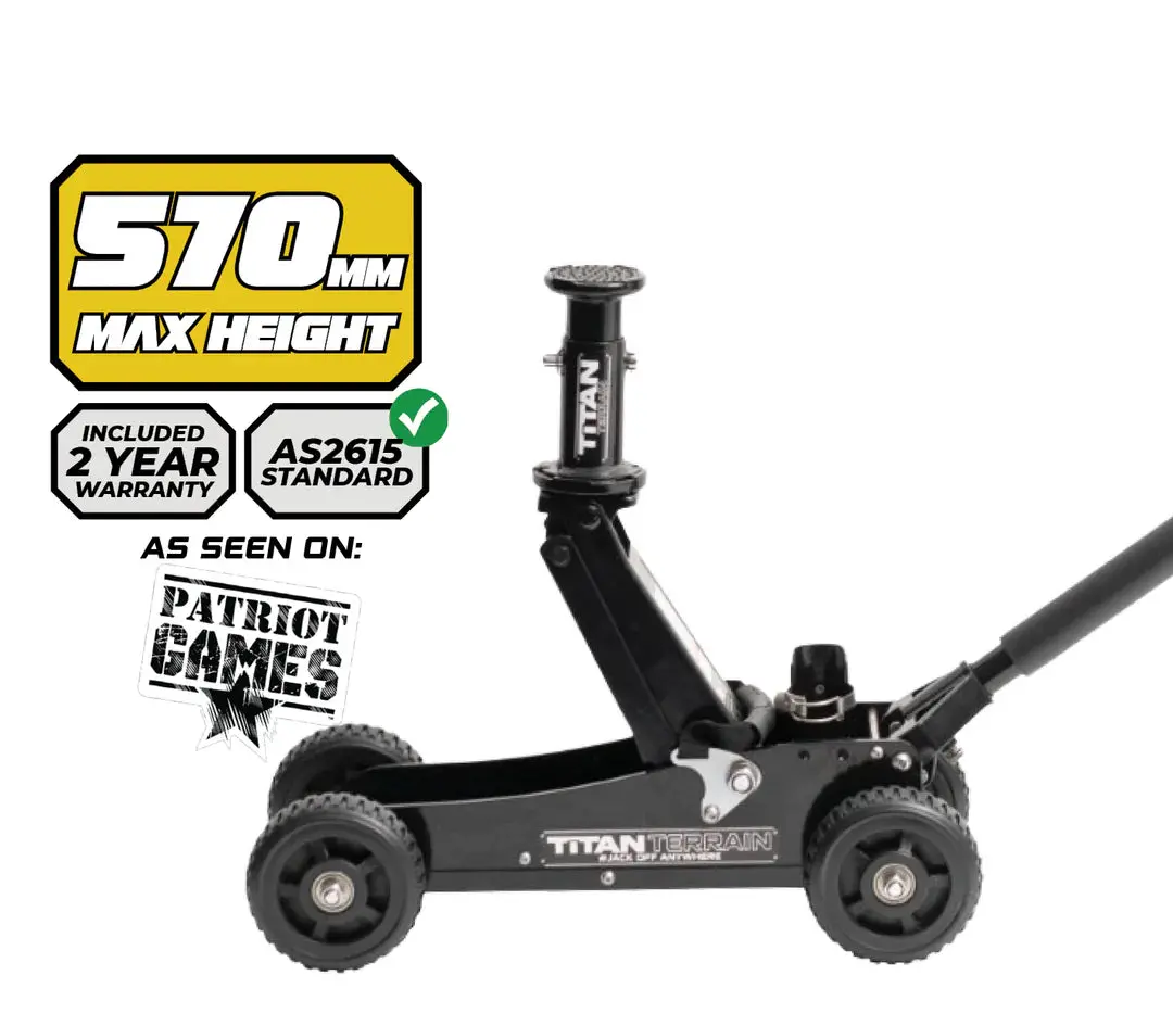 Titan Terrain 1.5 Tonne Rugged Floor Jack - Hi Lift Hydraulic Trolley Jack 1