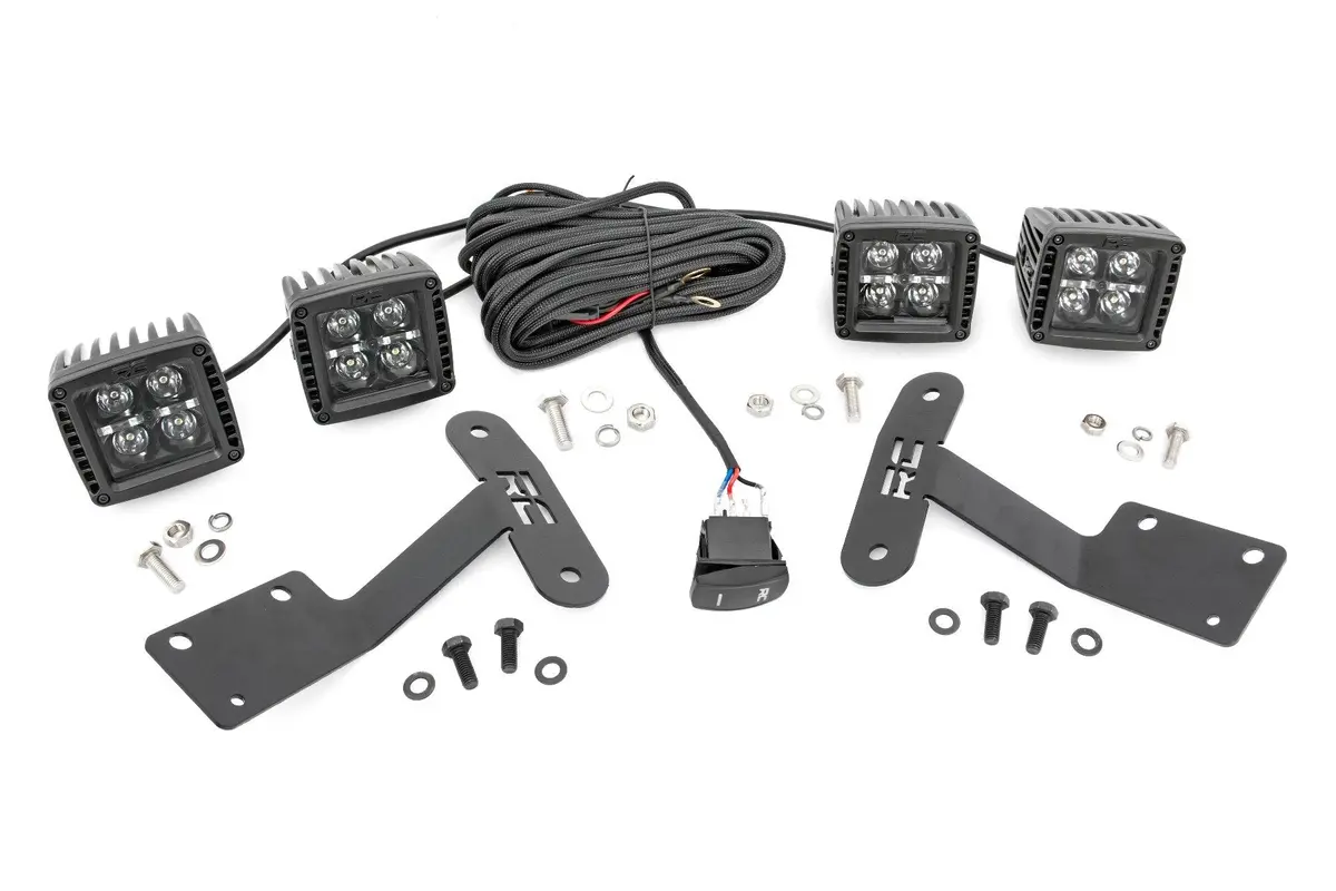 Led Light Kit | Ditch Mount | Dual 2" Black Pairs | White Drl | Toyota Tundra (14-21) 1