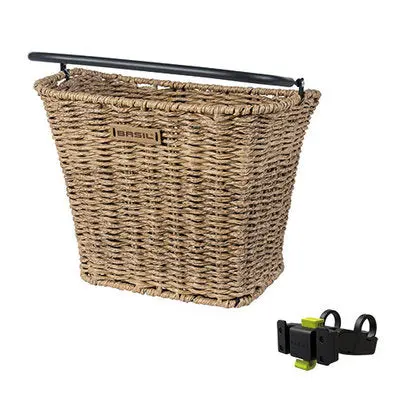 Basil - Bremen Rattan Look (Kf) Basket With Handlebar Holder 1