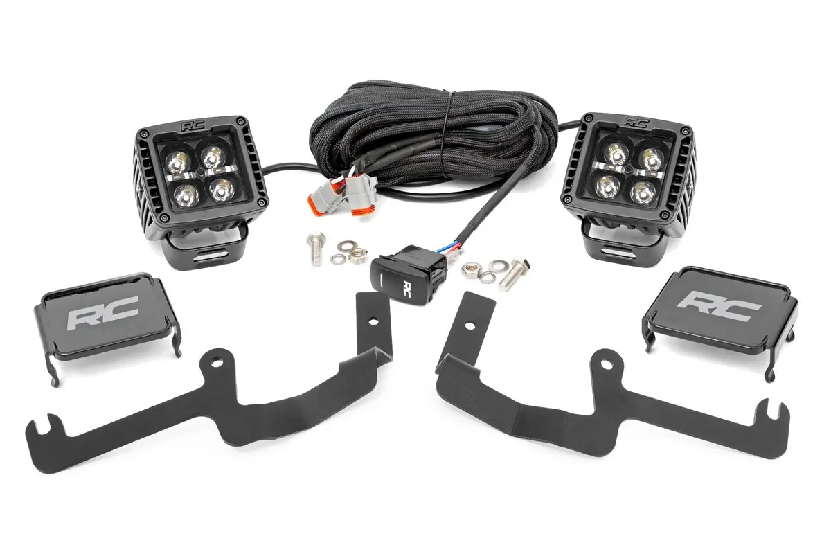 Led Light Kit | Ditch Mount | 2" Black Pair | White Drl | Chevy Silverado 1500 (19-24) 1