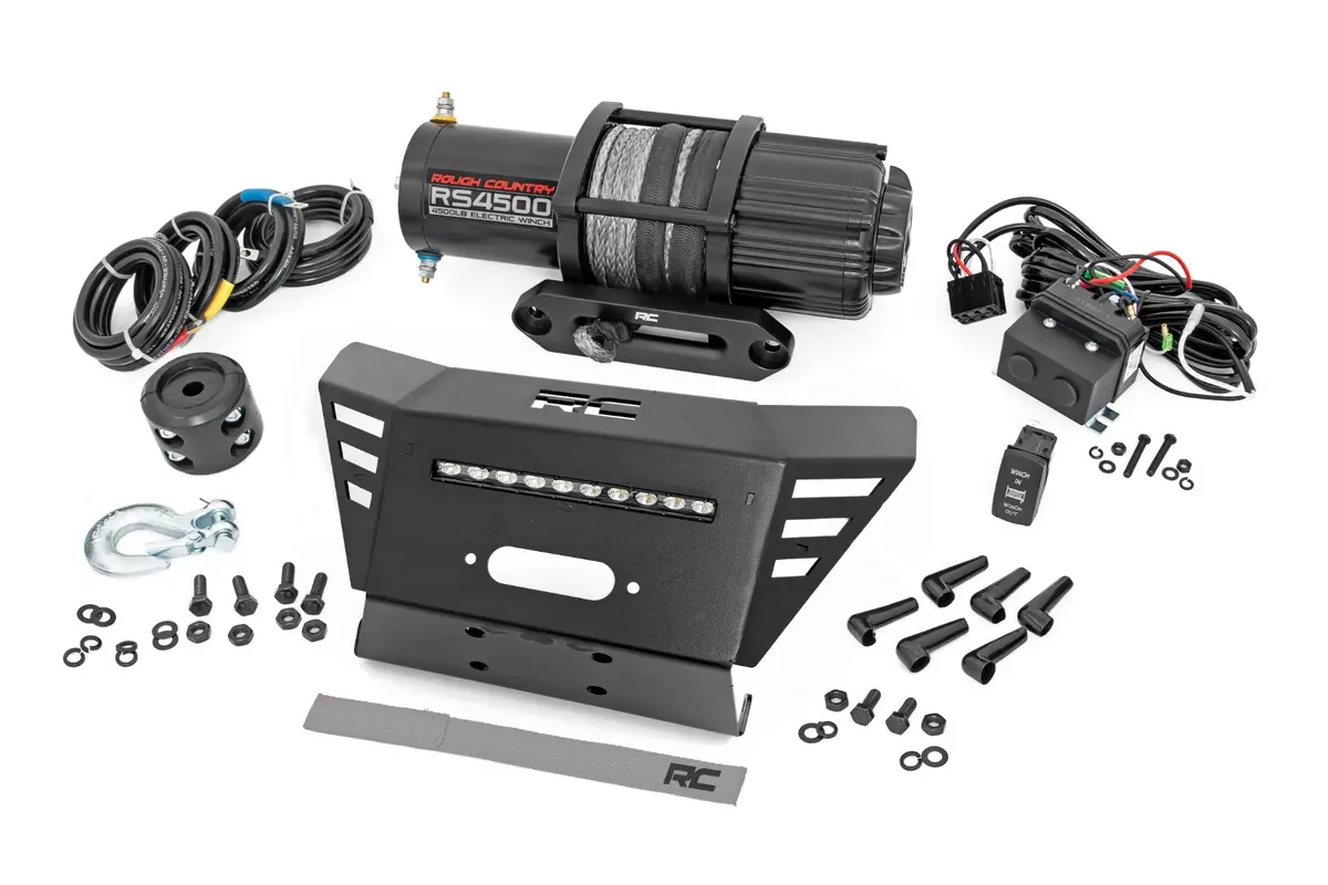 Winch Plate | 4500-Lb Winch | 10" Black Slimline | Honda Pioneer 520 1