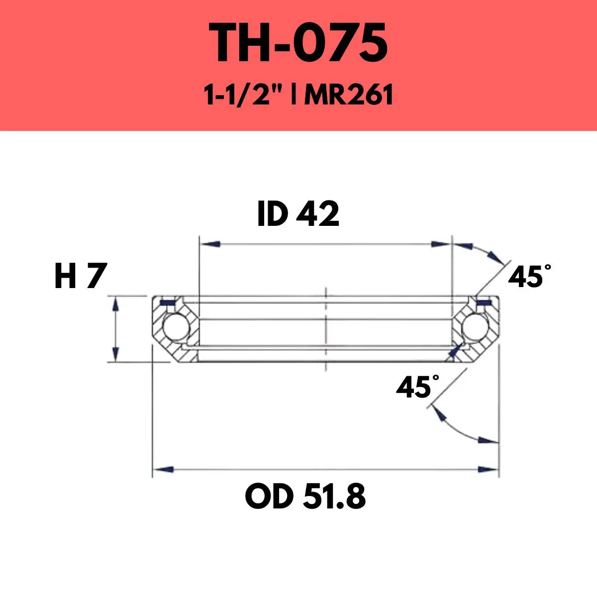 Fsa - 1 1/2" Headset Bearing - Th-075 1