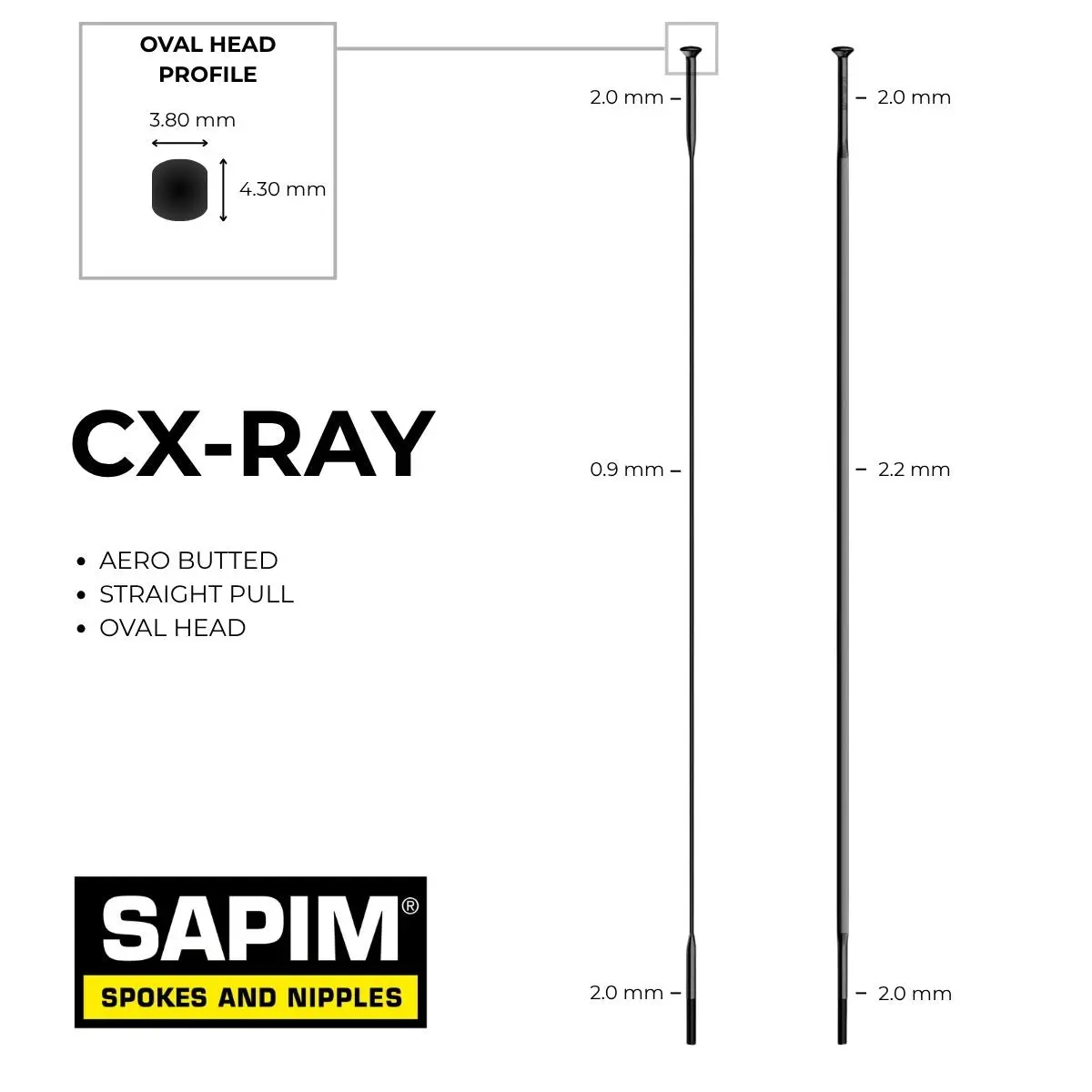 Sapim - Cx-Ray Spokes - Straight Pull - Oval Head 1
