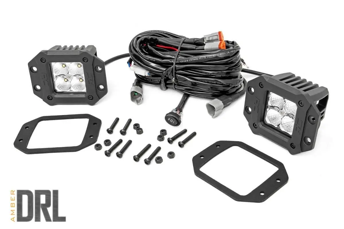 2 Inch Chrome Series Led Light Pods | Flush Mount | Amber Drl 1