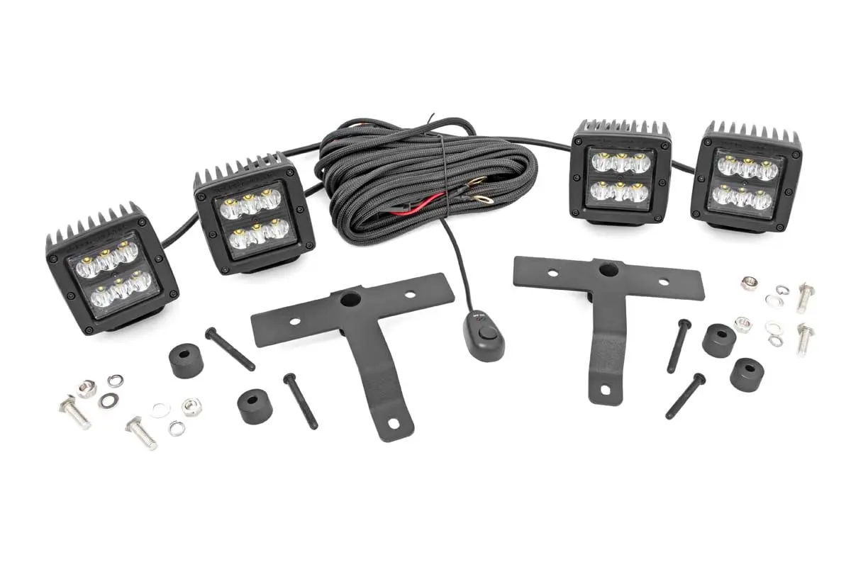 Quad Led Light Kit | Cowl Mount | 2" Black Pairs | Spot | Jeep Gladiator Jt/Wrangler Jl (18-25) 1