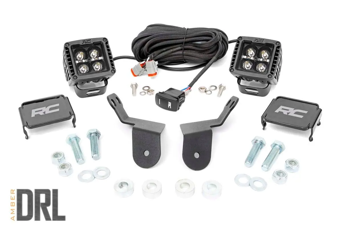 Led Light Kit | Cage Mount | 2" Black Pair | Amber Drl | Honda Pioneer 1000-5 1