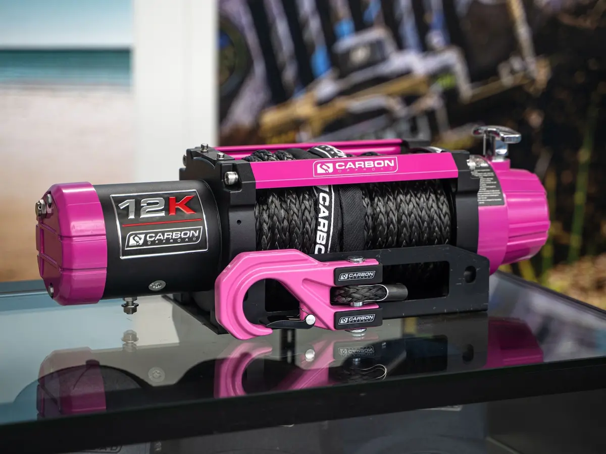 The Pink Carbon 12K - 12000Lb Pink Electric Winch With Pink Hook 1