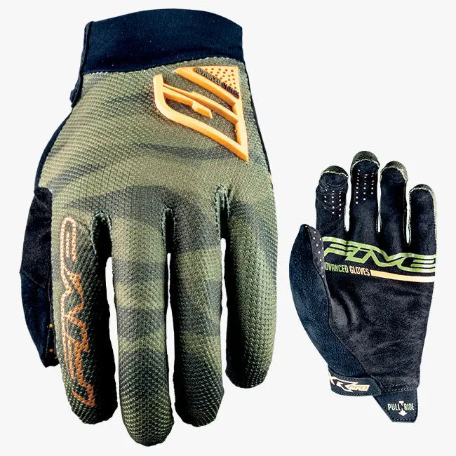 Five Xr Pro Mtb Gloves Camo Khaki/Fluro Orange 1