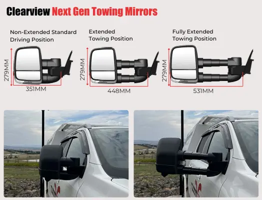 Clearview Towing Mirrors To Suit Ford Ranger Super Duty - My22 - My26 (Pre 17Th Nov 2025 Build 2