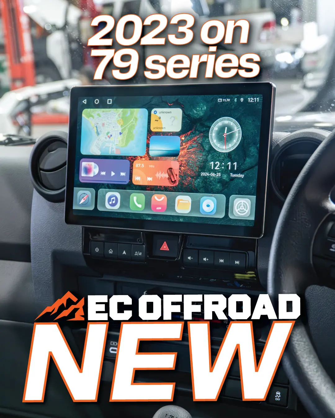 11 Inch Android Head Unit To Suit Landcruiser 70/ 79 / 78 / 76 Series 2023 Onwards 1