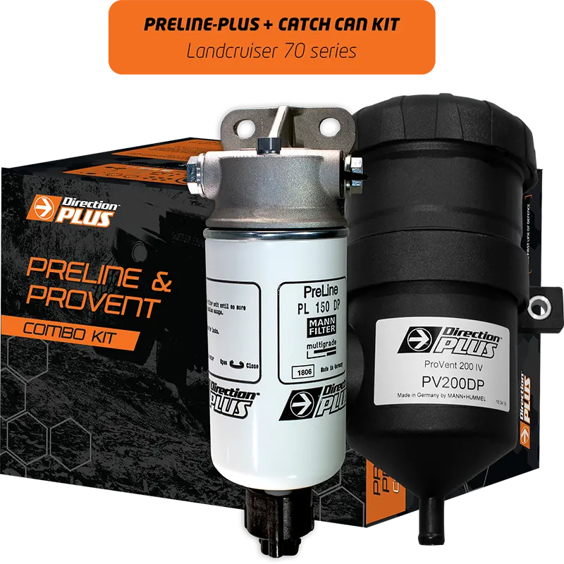 Preline-Plus Pre-Filter + Provent Ultimate Catch Can Kit Land Cruiser 70 (Plpv640dpk) 1