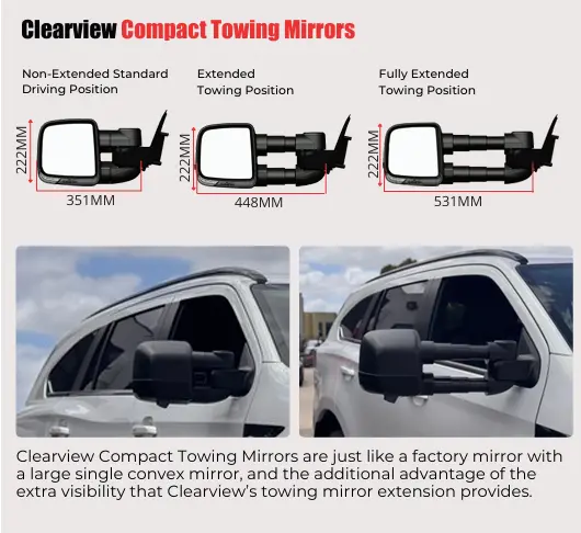 Clearview Towing Mirrors To Suit Isuzu Mu-X Ls-T And X-Terrain Models With 360 Camera (My25 - Current) 1