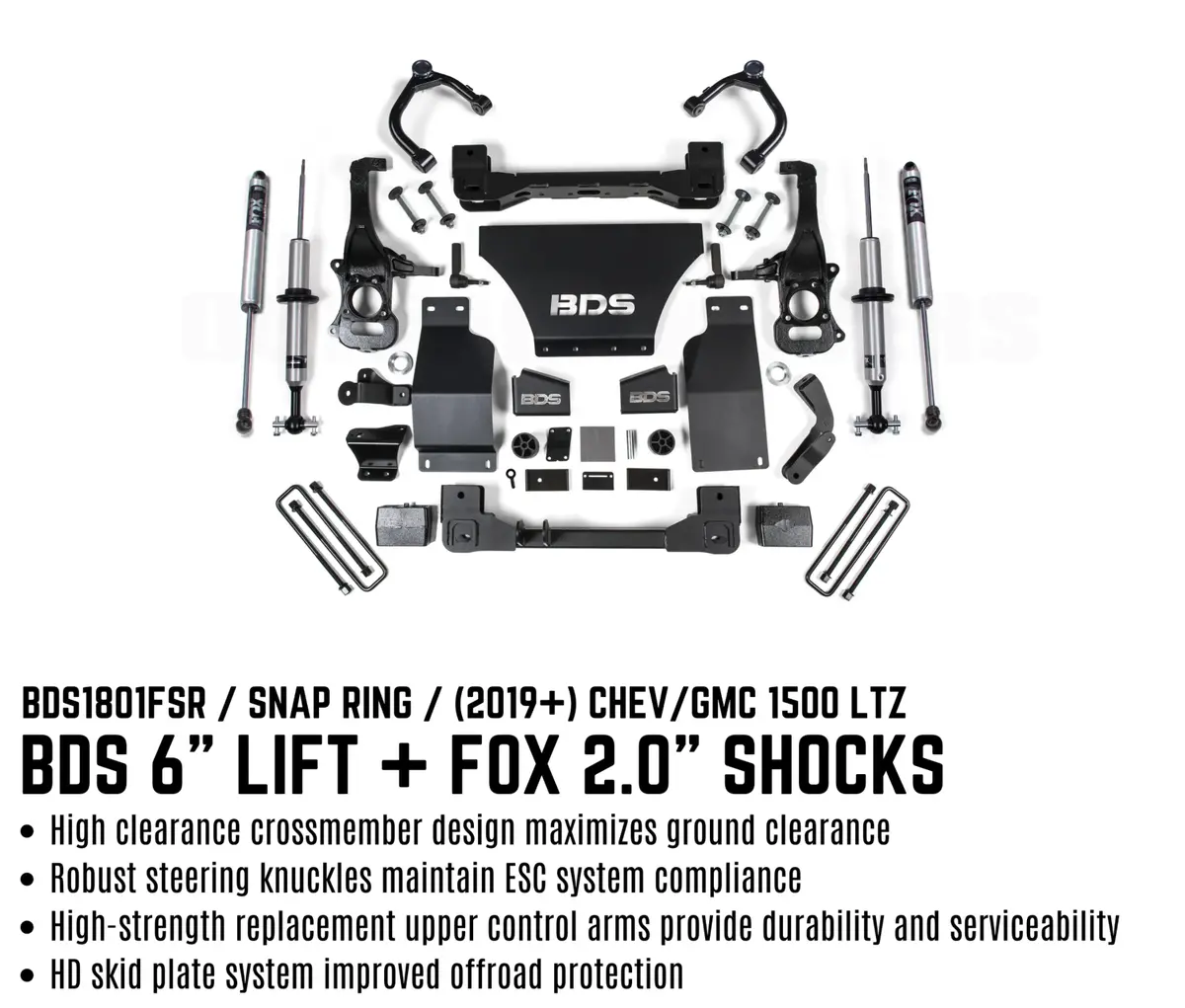 Bds 6" Lift Kit For 2019+ Chevy Silverado 1500 With Fox 2.5 Performance Elite Shocks 3