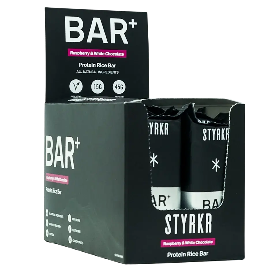 Styrkr Bar+ Raspberry & White Chocolate Recovery Bar - Box Of 12 1