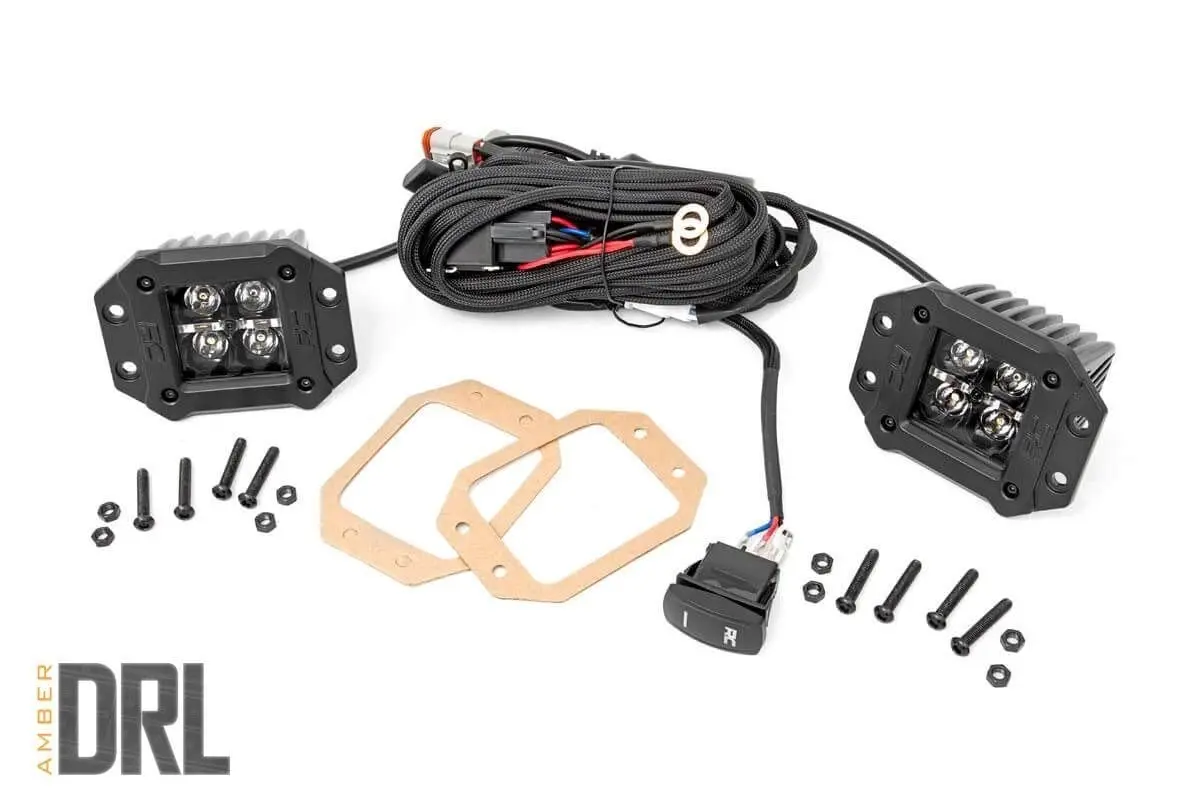 2 Inch Black Series Led Light Pods | Flush Mount | Amber Drl 1