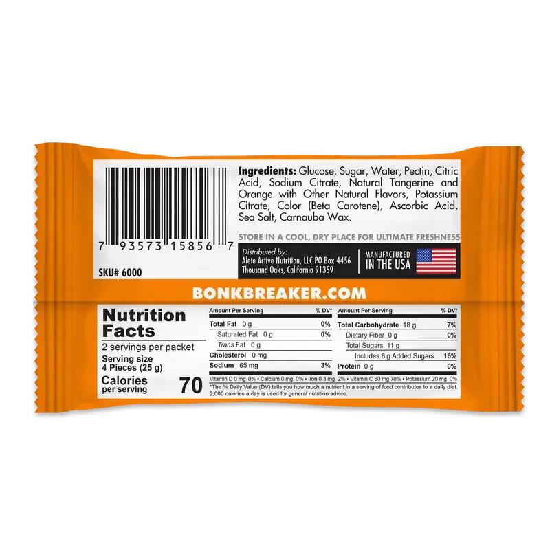 Bonk Breaker Energy Chews Single 50G - Tangerine Orange 2