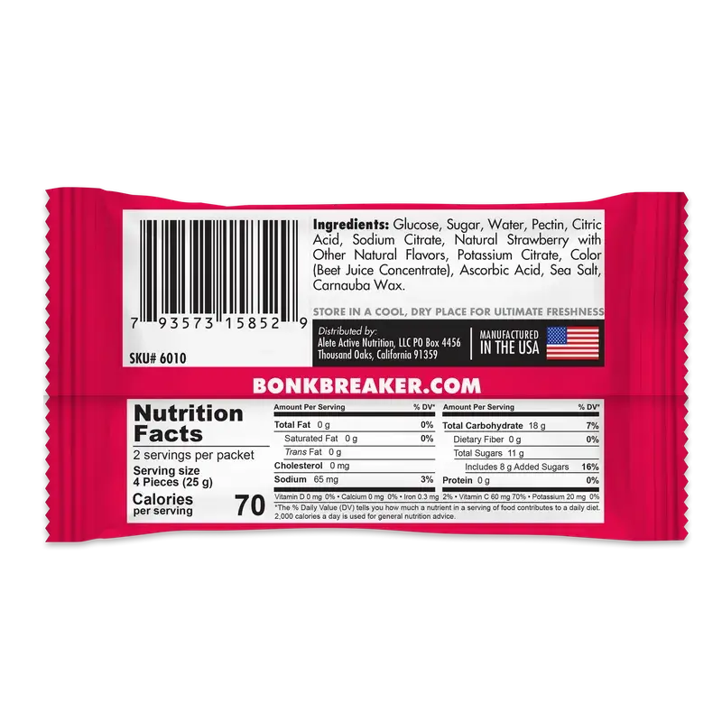 Bonk Breaker Energy Chews Single 50G - Strawberry 2