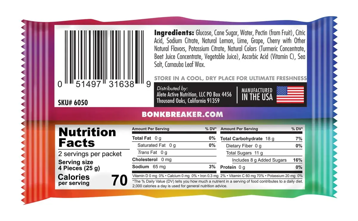 Bonk Breaker Energy Chews Single 50G - Rainbow Blast 2