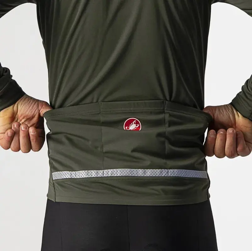 Castelli Go Men's Cycling Jacket - Military Green/Fiery Red 3