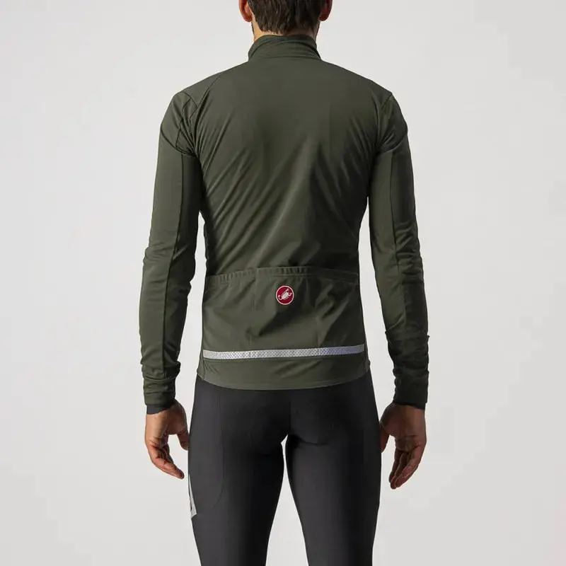 Castelli Go Men's Cycling Jacket - Military Green/Fiery Red 2