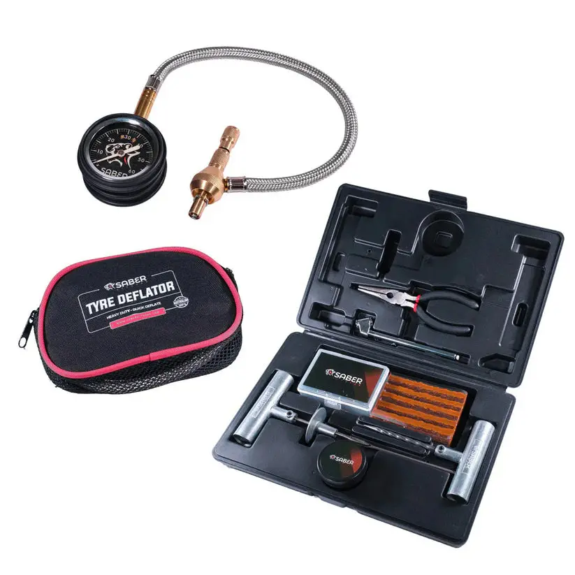 Saber Tyre Safety Bundle - Tyre Deflator & Repair Kit 1