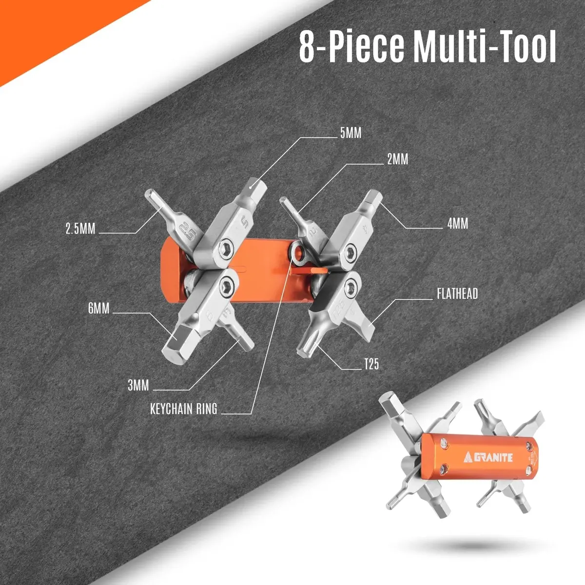 Granite Designs Stash Tool Kit - With 42Mm Bottom Cap For Tapered Steerer Orange 2