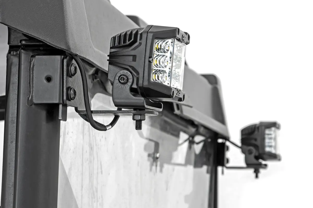 Led Light | Rr Cage Mount | 2" Black Flood Pair | Polaris Ranger 1000/Ranger Xp 900/1000 2