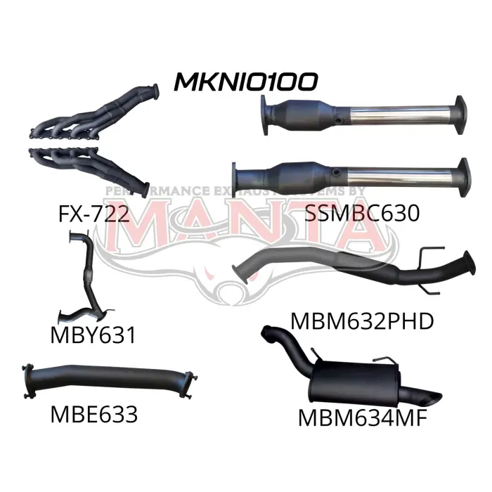 Nissan Patrol Y62 V8 5.6L Wagon 3In Full Exhaust System - Extractors, Hi Flow Cats, Hotdog Centre 1