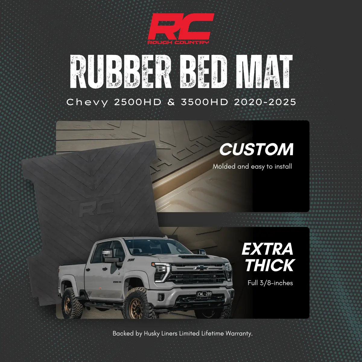 Rough Country Rubber Bed Mat Chevy 2500Hd/3500Hd 2020-2025 1