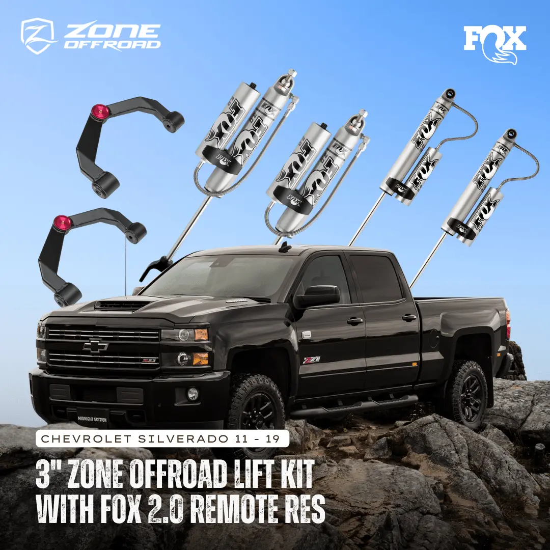 Zone Offroad Fox 2.0 Performance Series Remote Res 3 Inch Lift Kit | Chevy Silverado & Gmc Sierra 2500Hd (11-19) 1