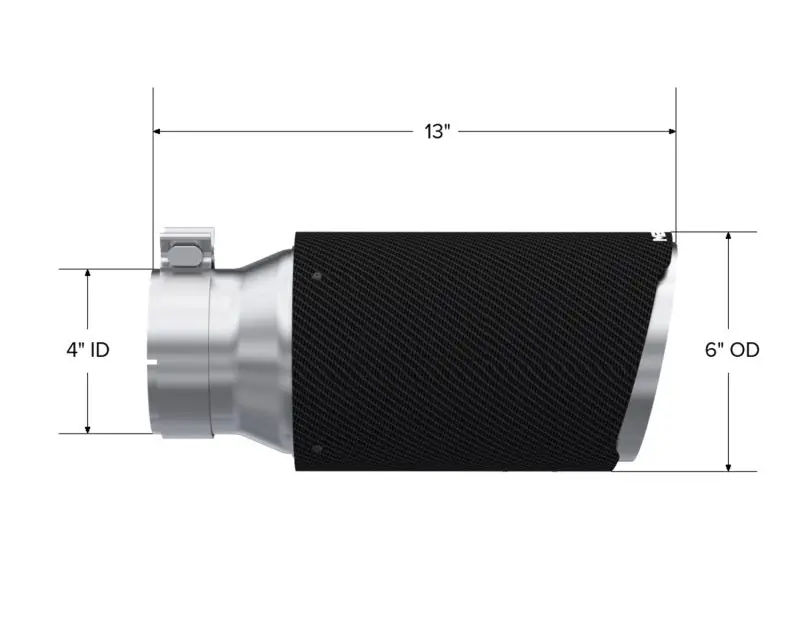 Mbrp Universal 6-Inch Diameter Carbon Fiber Exhaust Tip – 4-Inch Inlet, 12-Inch Length, Angled Cut 2