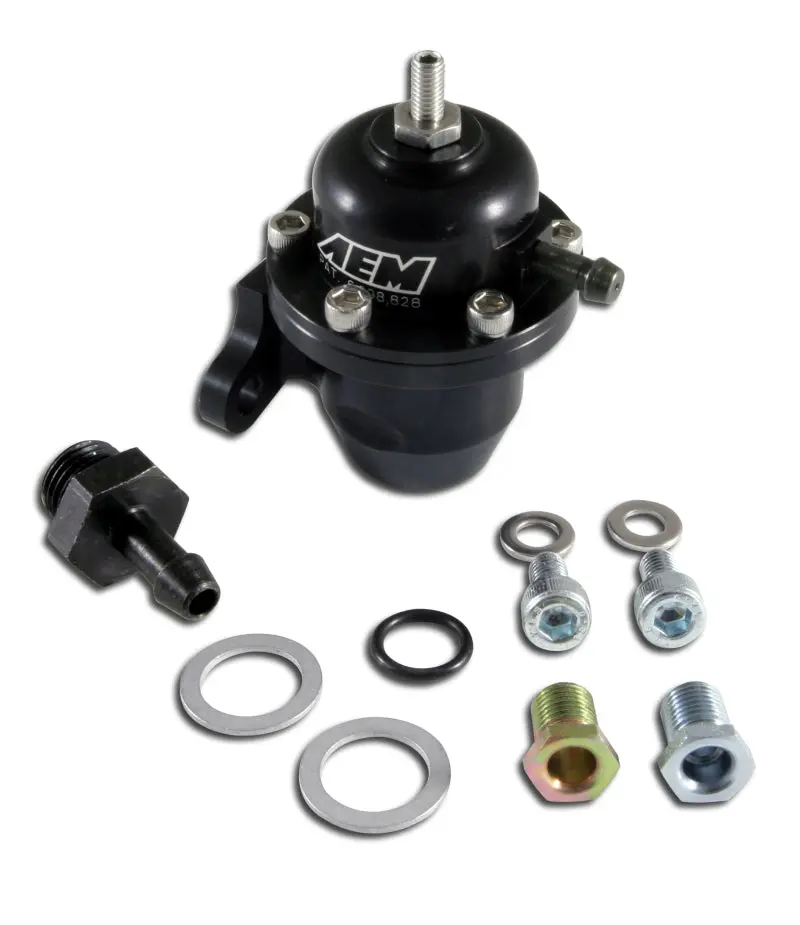 Aem Adjustable Fuel Pressure Regulator – Black Anodized, Compatible With Acura Cl (1998–1999), S2000 (2000–2005), Accord (1998–2002), And Civic (1996–2000) 1