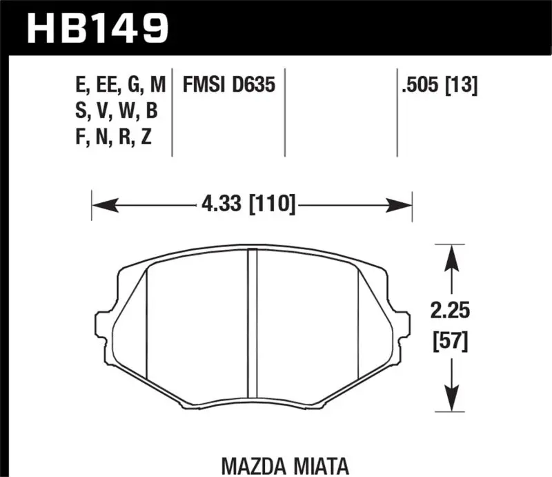 Hawk Performance Ceramic Front Brake Pads – D635 Compound For 1994–2005 Miata & 2001–2005 Miata With Standard Suspension 1