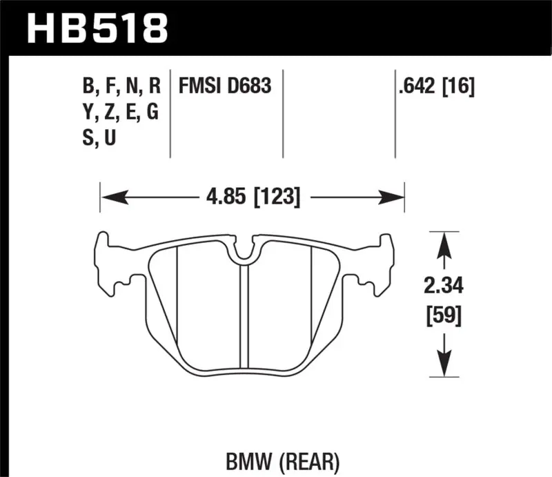 Hawk 2001-2006 Bmw 330Ci Hps 5.0 Rear Brake Pads 2