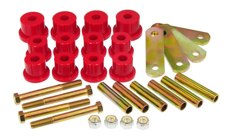 Prothane Heavy-Duty Suspension Bushing Kit For 1967–1969 Chevrolet Camaro – Includes Springs & Shackles, Red 1