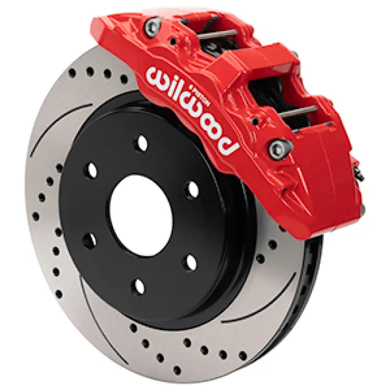 Wilwood Aero6-Dm Front Brake Kit For 2017–2020 Ford F-150 Raptor – Drilled & Slotted, Red Calipers 1