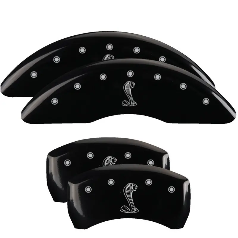 Mgp Engraved 4-Piston Caliper Covers – Front & Rear, Tiffany Snake Design, Black Base With Silver Accent 1