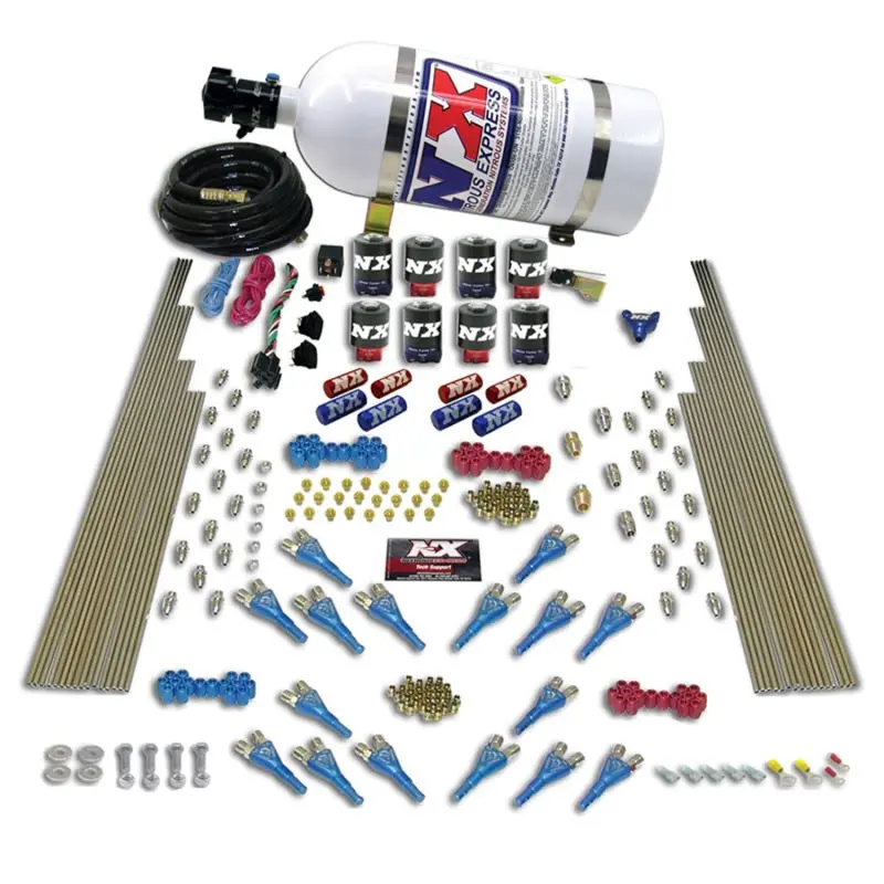 Nitrous Express Shark Dual-Stage Nitrous System – 16-Port, 8-Solenoid, 200–1200 Hp, Includes 10-Lb Bottle 1