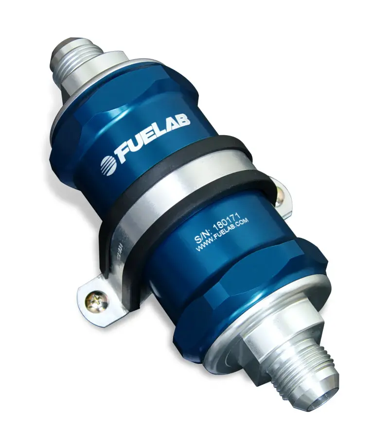 Fuelab Velocity Series Inline Fuel Filter – 6An Fittings, 6-Micron Fiberglass Element, Blue Housing 1