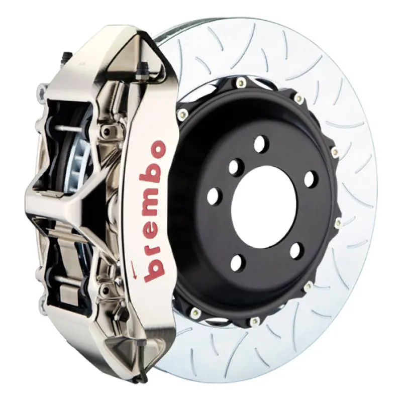 Brembo Gran Turismo Rotor Brake Kit For 2011–2023 Dodge Challenger V8 (Non-Awd/Srt8) – 6-Piston, 355X32Mm Two-Piece Drilled & Slotted Rotors With Nickel Plating 1