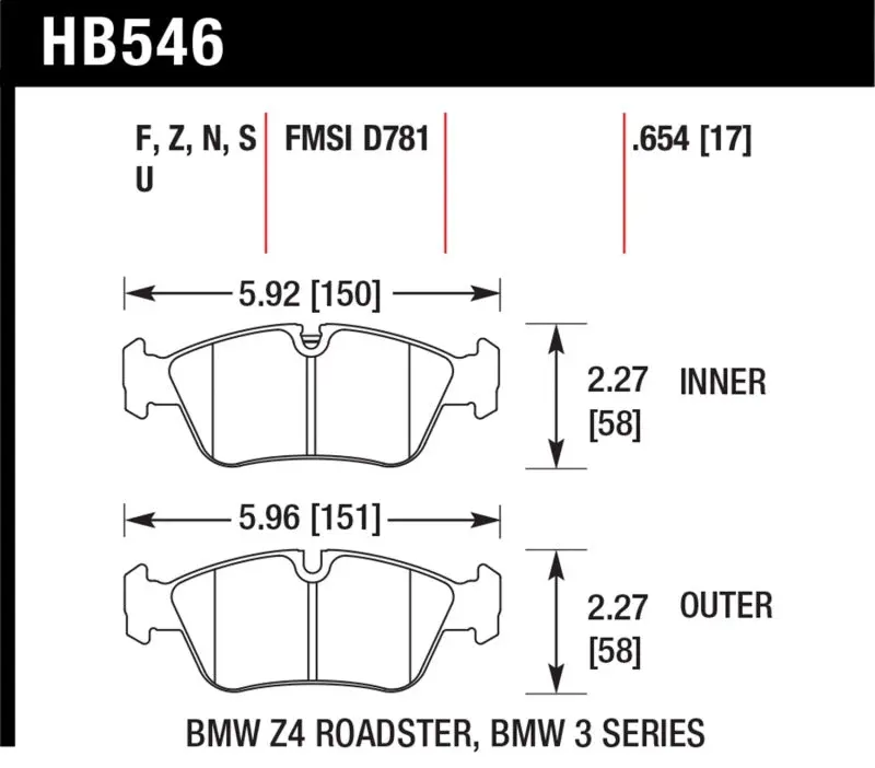 Hawk Dtc-70 High-Performance Brake Pads For Bmw Z3 (1998–2002) And Z4 (2003–2008) 1