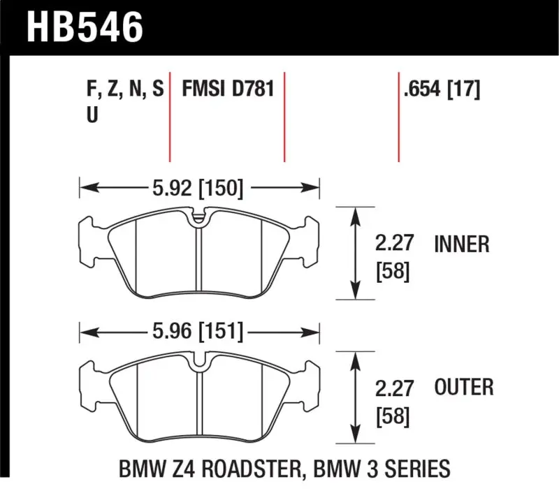 Hawk Dtc-70 High-Performance Brake Pads For Bmw Z3 (1998–2002) And Z4 (2003–2008) 2