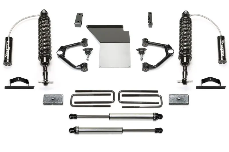 Fabtech 4-Inch Budget Lift Kit For 2014–2018 Gm K1500 Trucks – Includes Aluminum Upper Control Arms, 2.5-Inch Reservoir Coilovers & Rear Dual-Mode Shocks 1