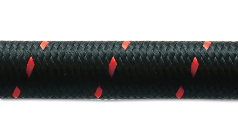 Vibrant -12 An Two-Tone Braided Flex Hose — Black & Red Nylon, 5-Foot Roll 1